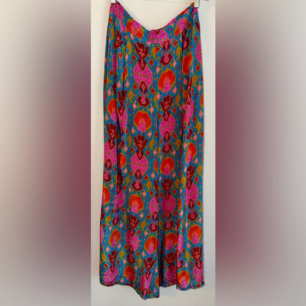 ✨ Anthropologie Ollari New York Ikat Silk-Feel Crop Top & Wide Leg Pant Set - L - Picture 3 of 16
